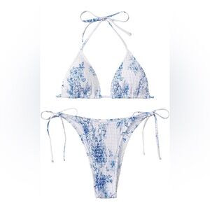 VOLAFA Women's 2 Piece Bikini Set Halter String Triangle Tie Side Swimsuit Small